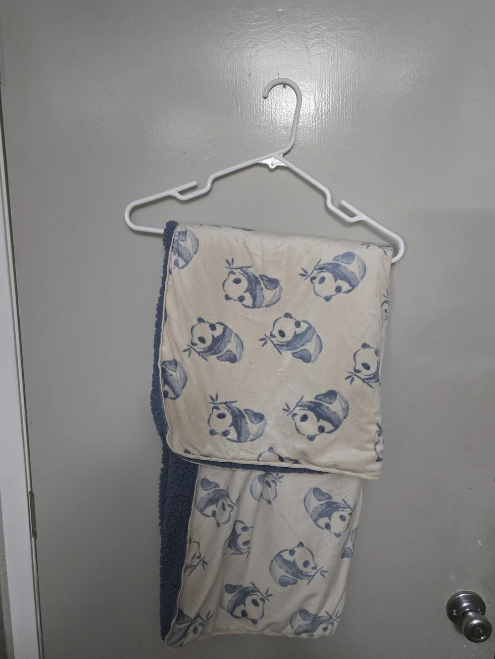 Carter's Cream Throw Blanket with Blue Panda Print